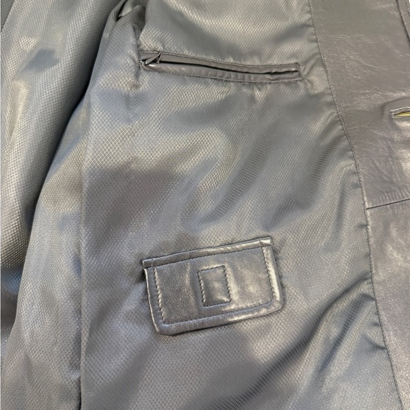 Men’s Faux Leather Button Up Black Jacket - Picture 7 of 7